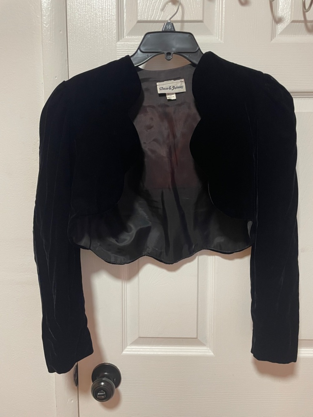 Dave & Johnny Black Velvet Cropped Bolero Jacket